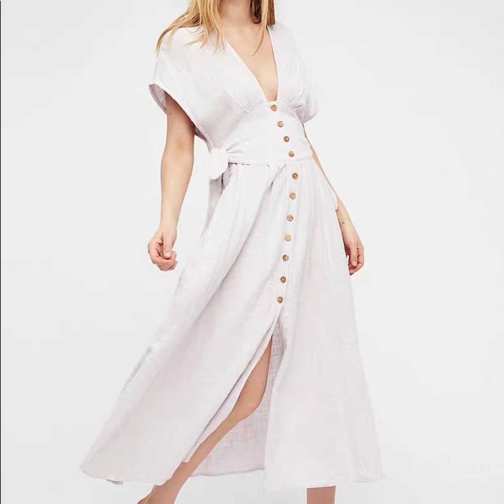 Free people v-neck linen maxi dress - Picture 3 of 6